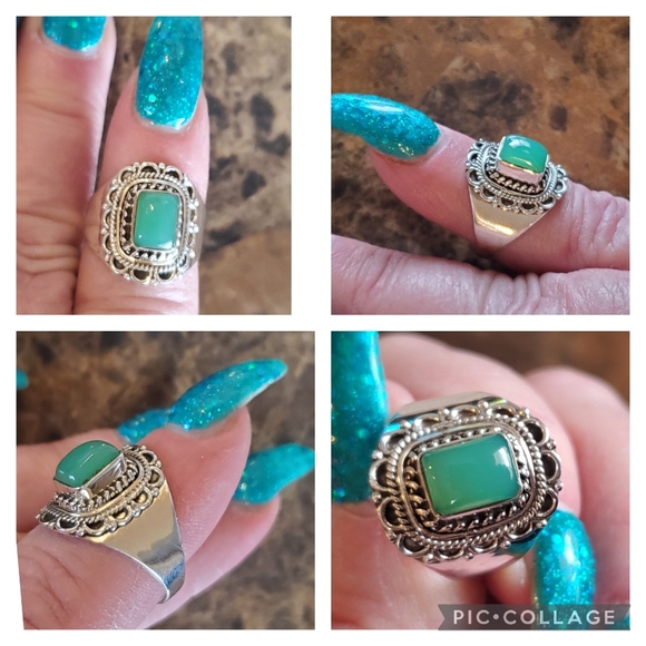 Genuine Green Onyx Ring Size 8 - Picture 8 of 8